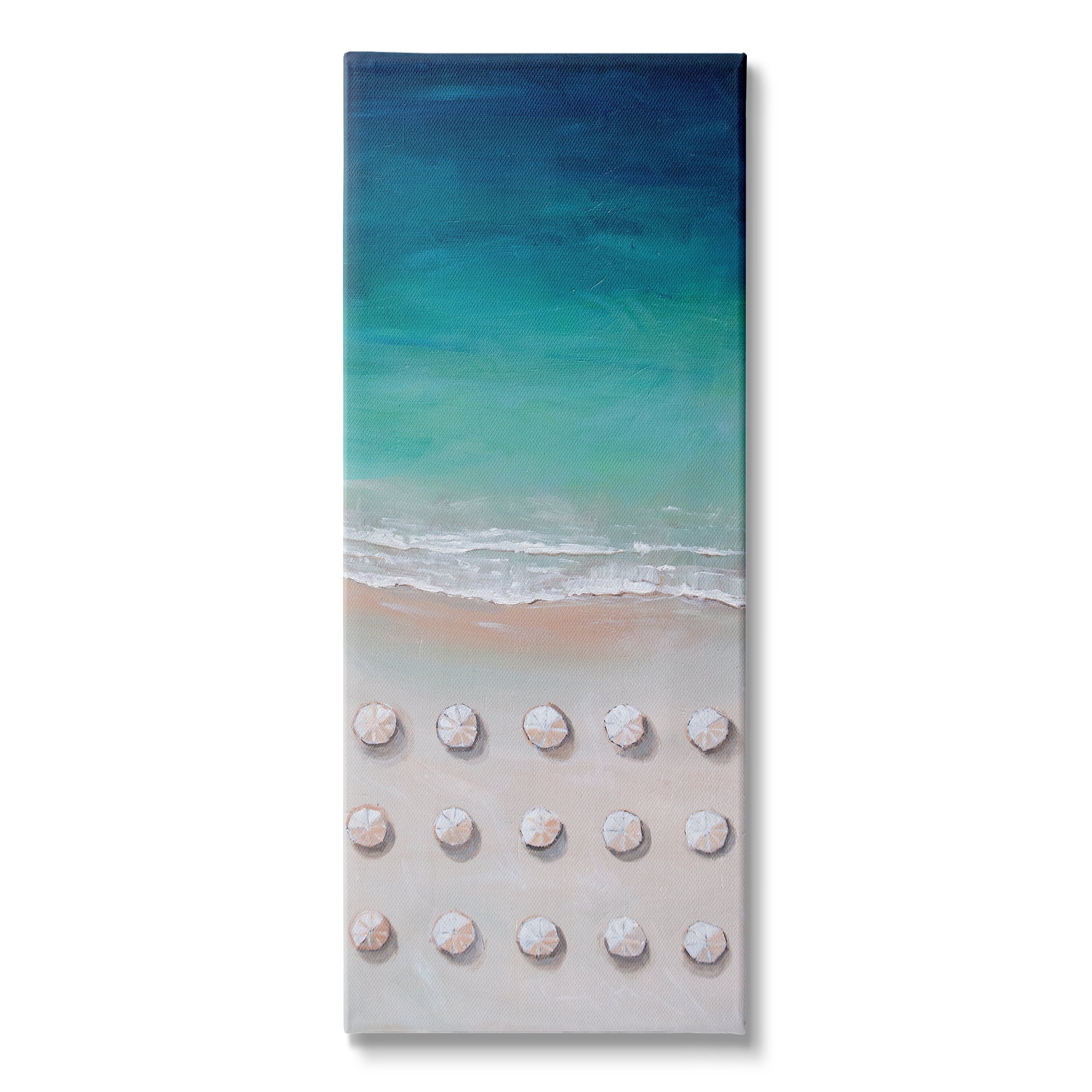 Stupell Industries Umbrella Beach Coast Deep Blue Waters Aerial Painting, 17 x 40, Design by Lauren Jane