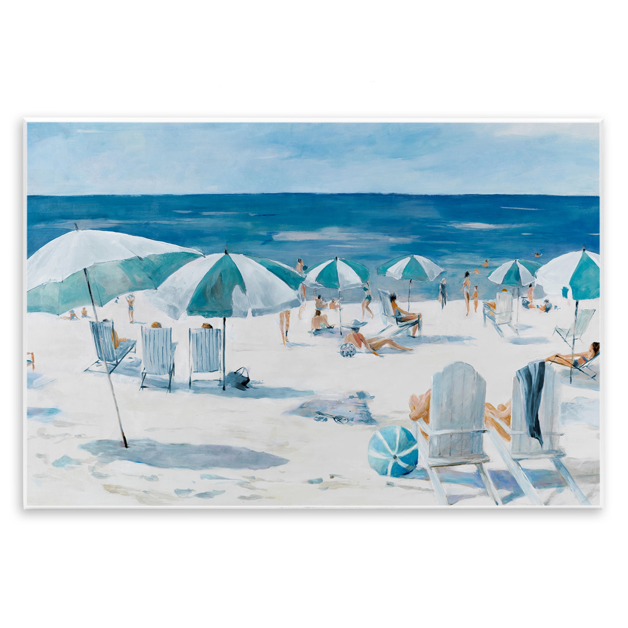 Stupell Industries Umbrella Beach Coastal Scene Wall Plaque Art, design by Lorenzo Collective