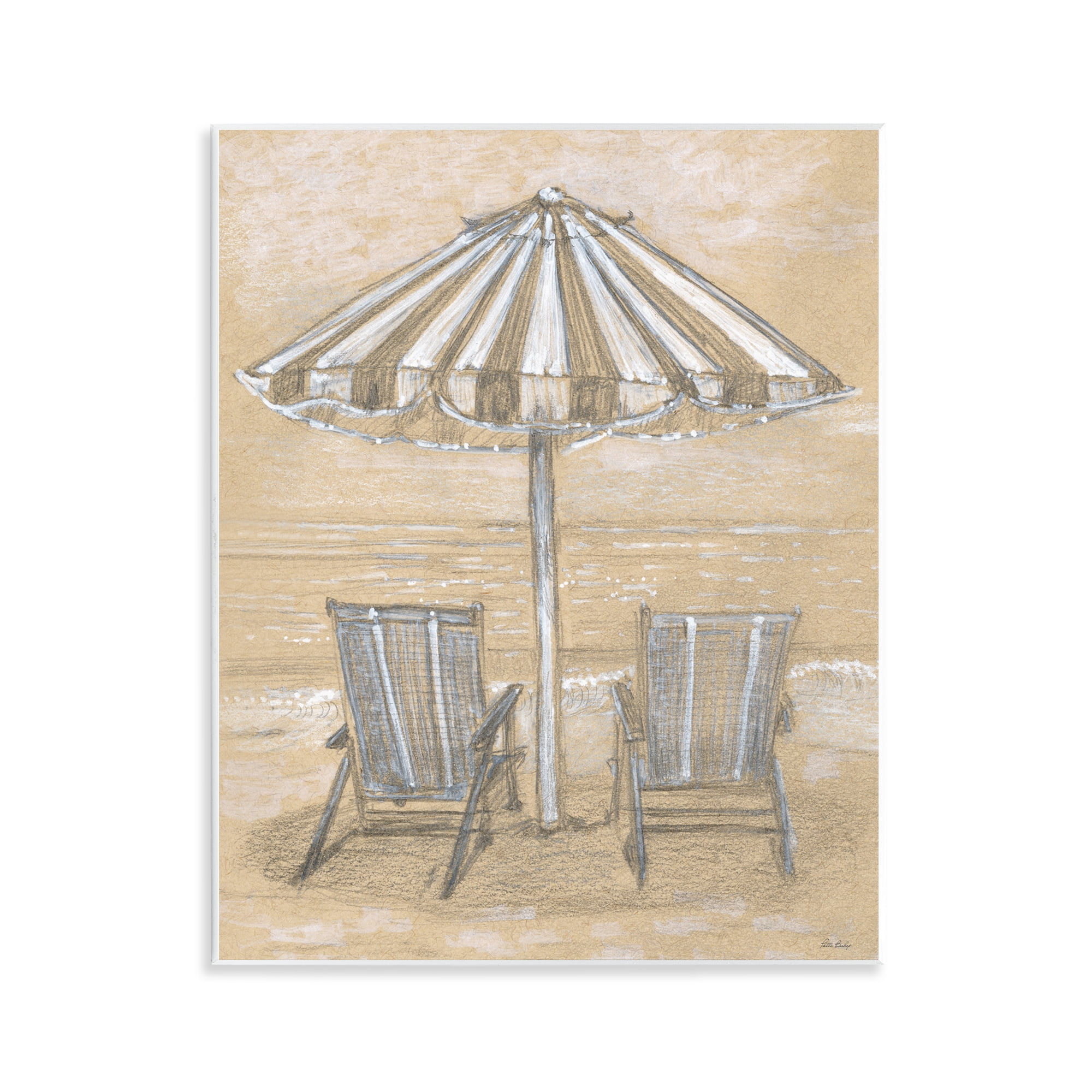 Stupell Industries Umbrella & Chairs Drawing Wall Plaque Art, design by Patti Bishop