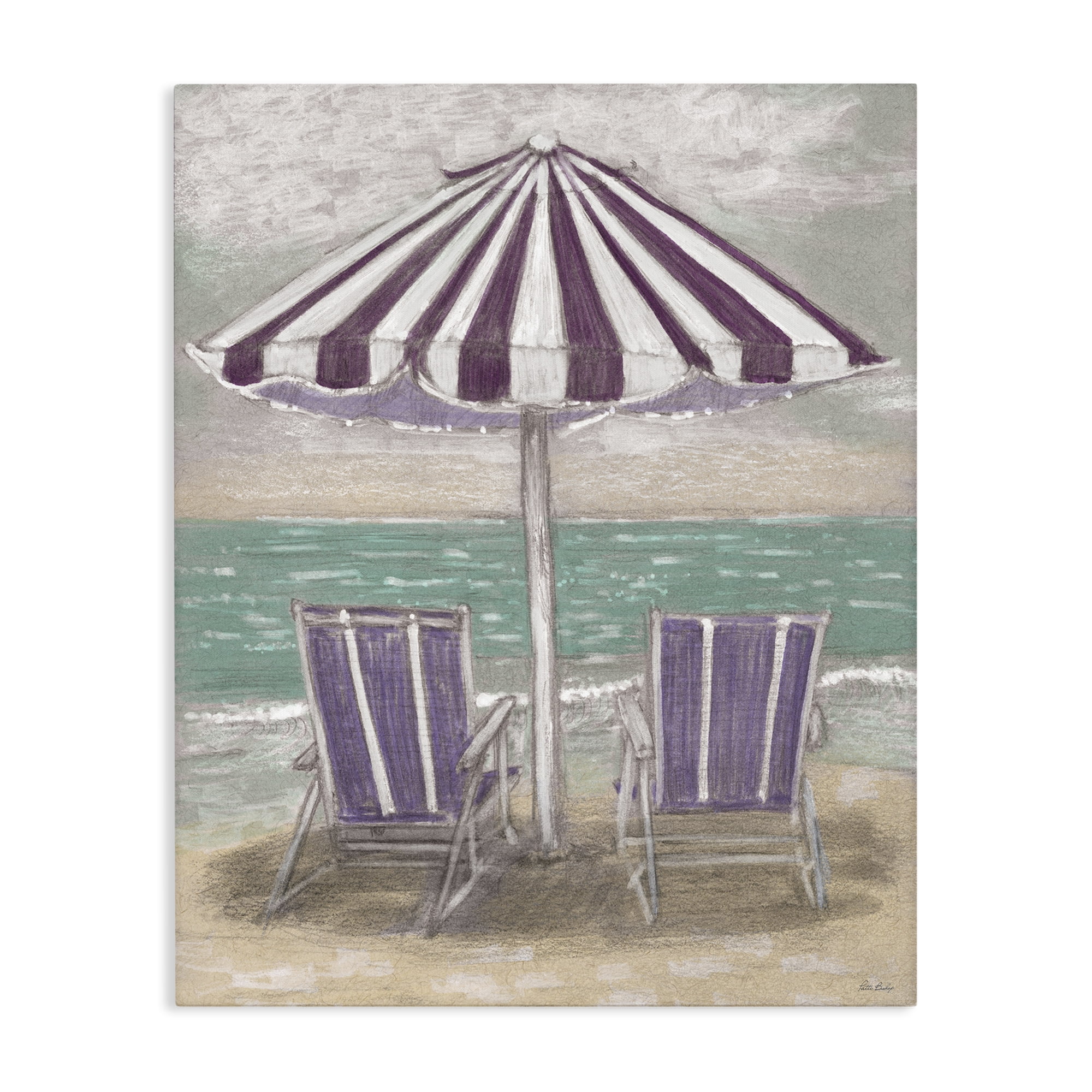 Stupell Industries Umbrella & Chairs on Beach Canvas Wall Art, design by Patti Bishop