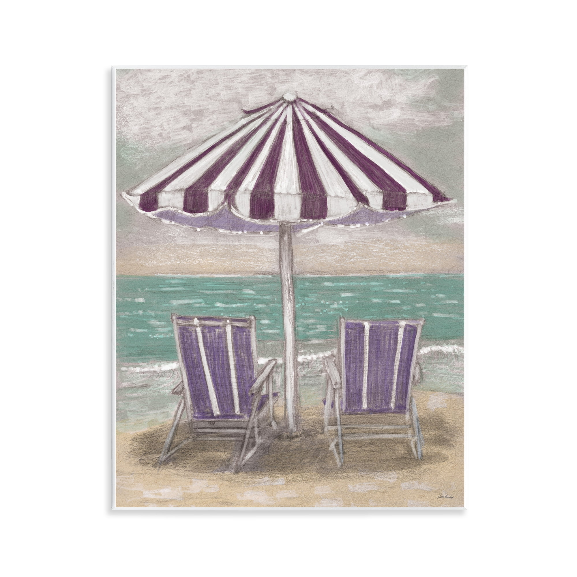 Stupell Industries Umbrella & Chairs on Beach Wall Plaque Art, design by Patti Bishop