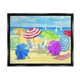 thumbnail image 1 of Stupell Industries Umbrella Coast Vibrant Beach Landscape Painting Jet Black Floating Framed Canvas Print Wall Art, Design by Paul Brent, 1 of 6