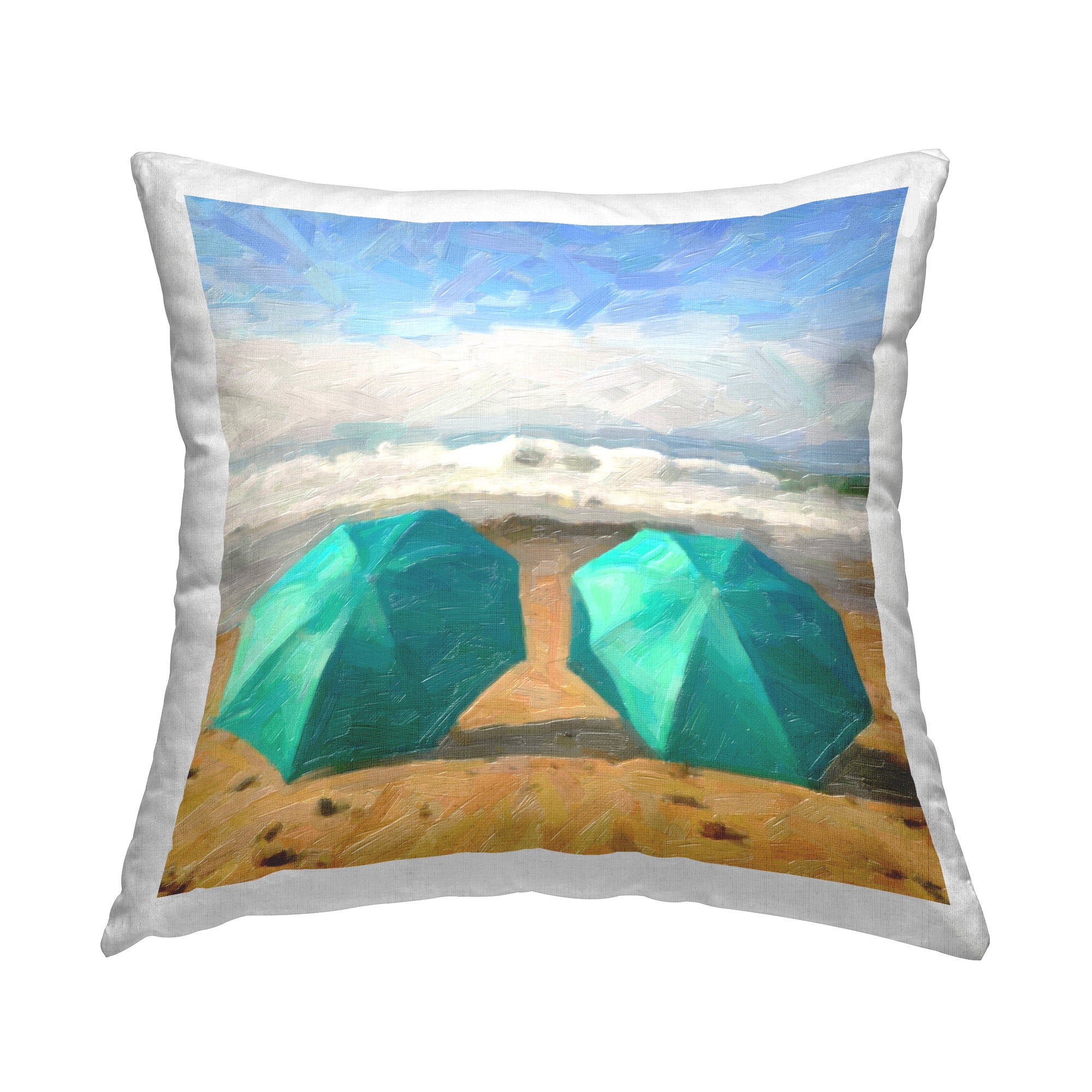 Stupell Industries Umbrellas & Beach Waves Decorative Printed Throw Pillow Design by GraffiTee Studios