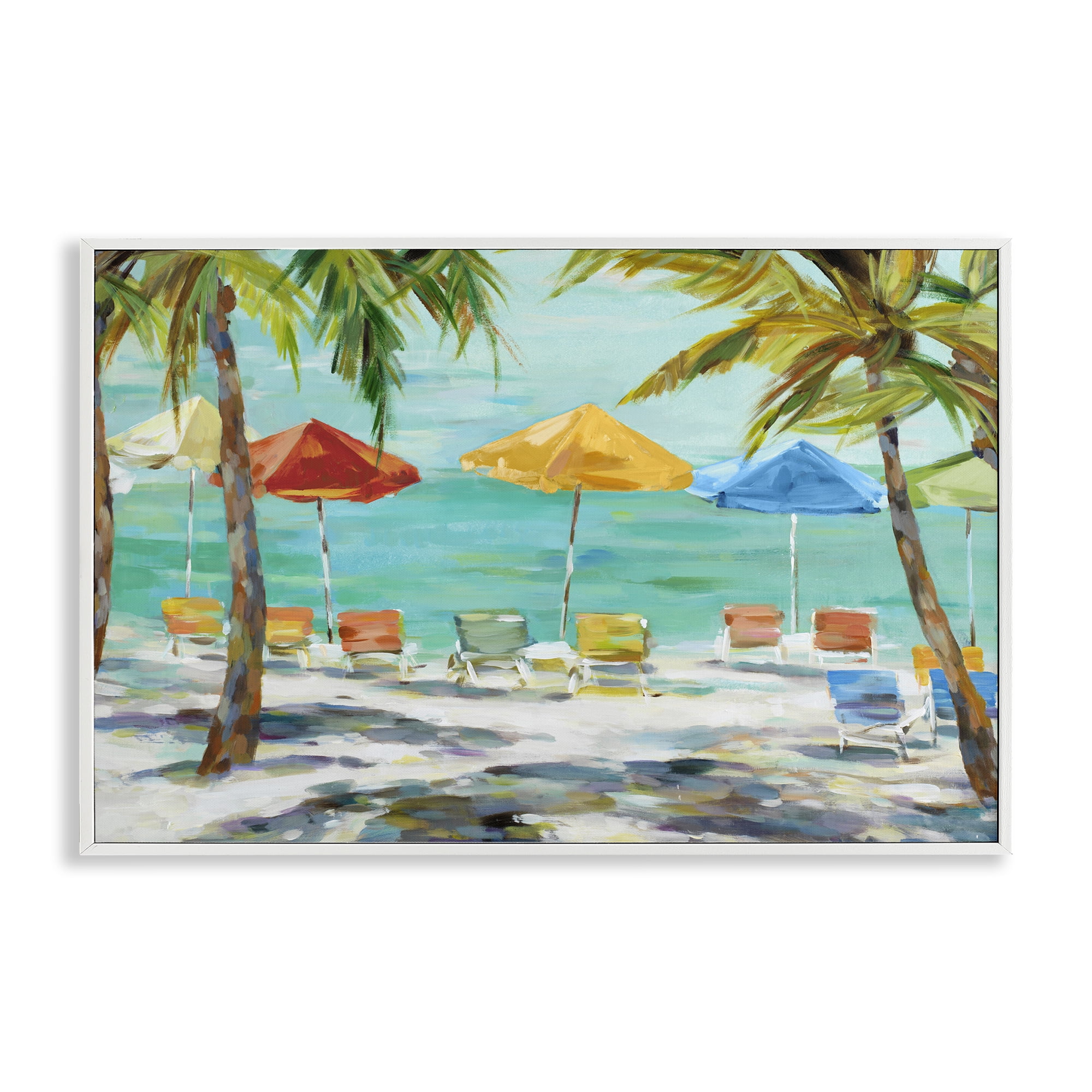 Stupell Industries Umbrellas Under the Palms White Framed Giclee Art, design by Lorenzo Collective