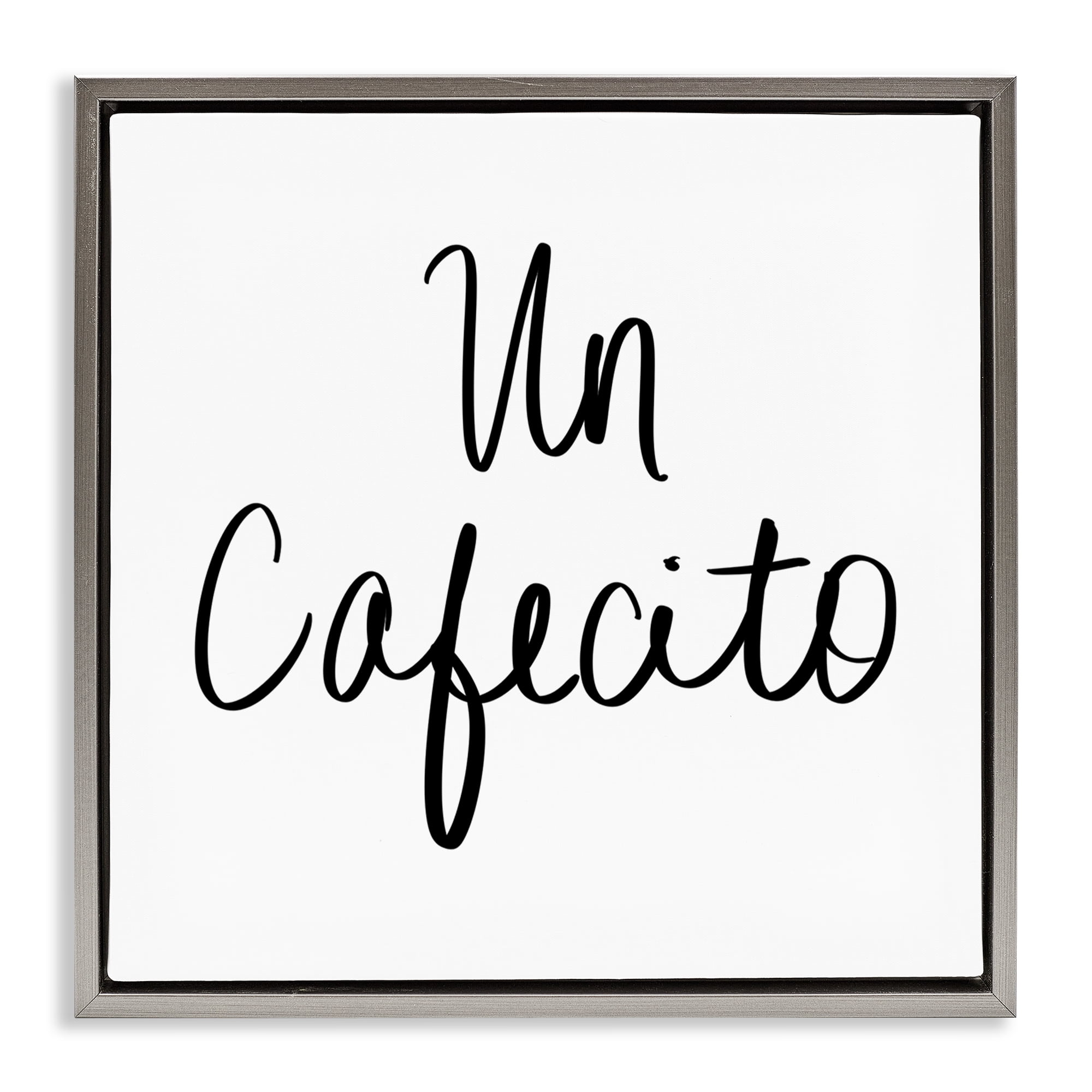 Stupell Industries Un Cafecito Diseño Minimalista Food & Beverage Painting Gray Floater Framed Art Print Wall Art, 18 x 18