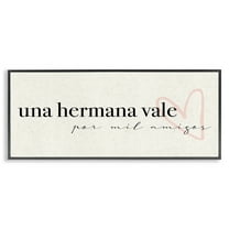 Stupell Industries Una Hermana Vale Inspirational Quotes & Sayings Painting Black Framed Art Print Wall Art, 24 x 10