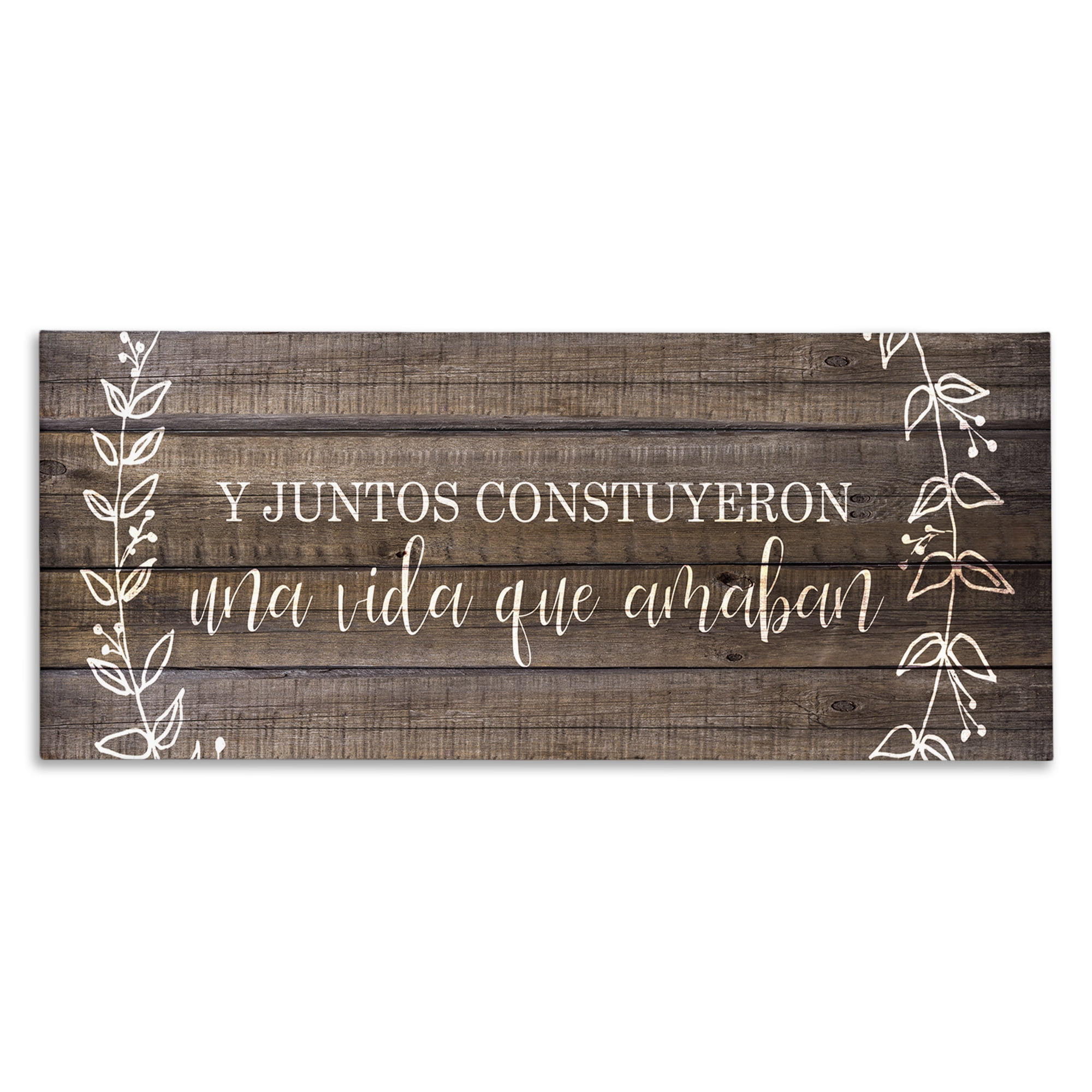 Stupell Industries Una Vida Construida en Amor Inspirational Quotes & Sayings Painting Wrapped Canvas Art Print Wall Art, 48 x 20