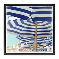Stupell Industries Under Beach Umbrellas Nautical & Beach Painting Black Floater Framed Canvas Art Print Wall Art, 18 x 18