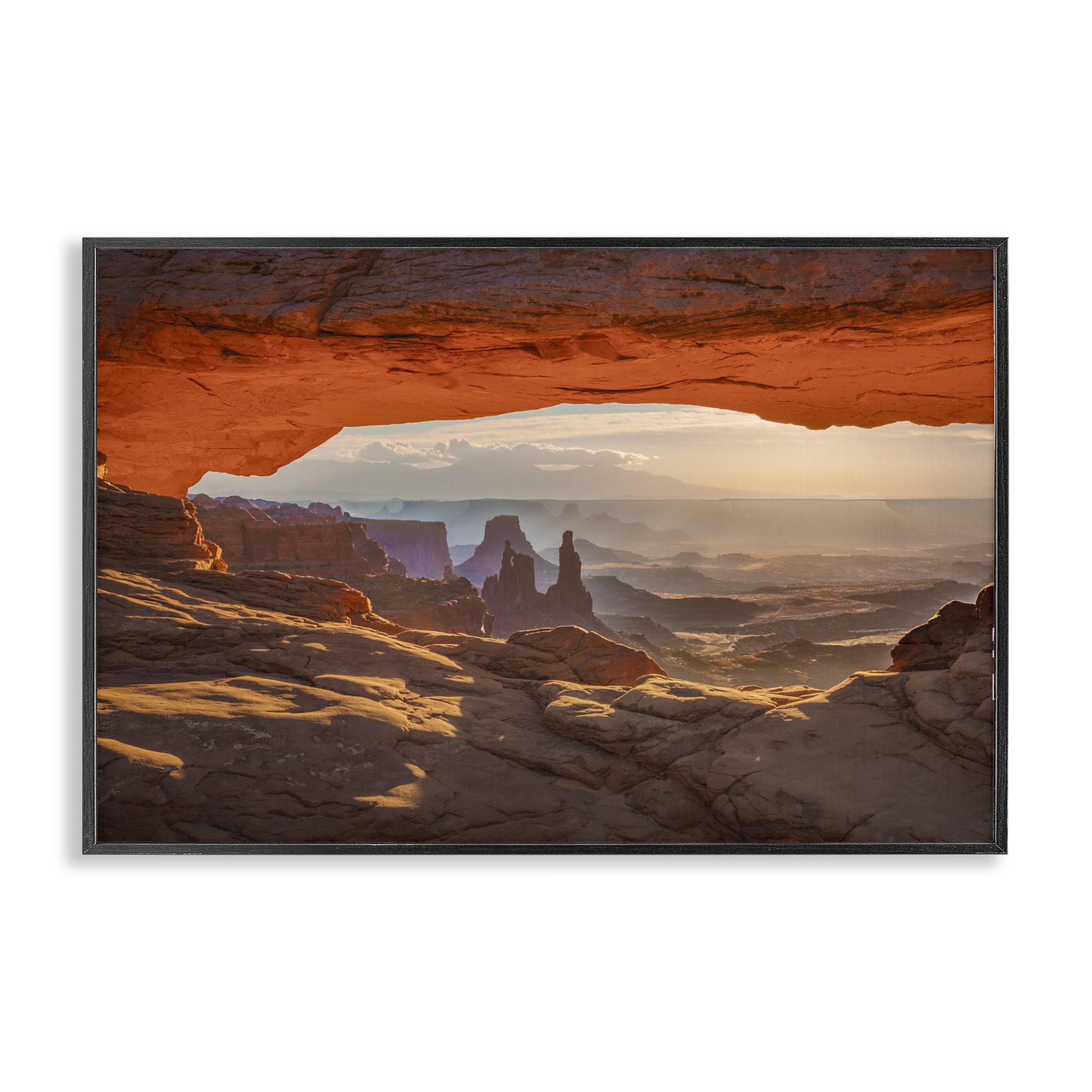 Stupell Industries Under Canyon Rocks View Landscape & Nature Photography Black Framed Art Print Wall Art, 30 x 20