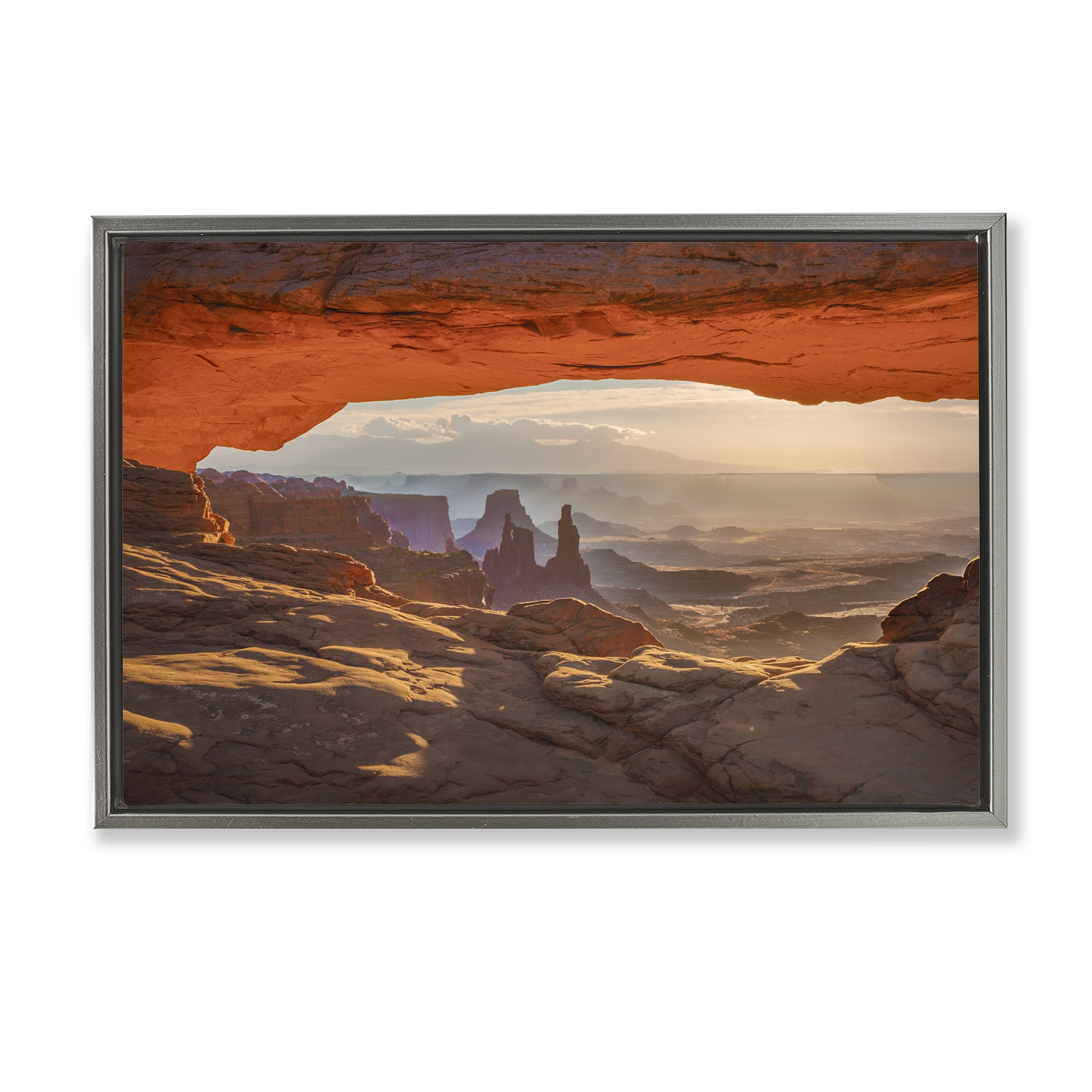 Stupell Industries Under Canyon Rocks View Landscape & Nature Photography Gray Floater Framed Canvas Art Print Wall Art, 31 x 21