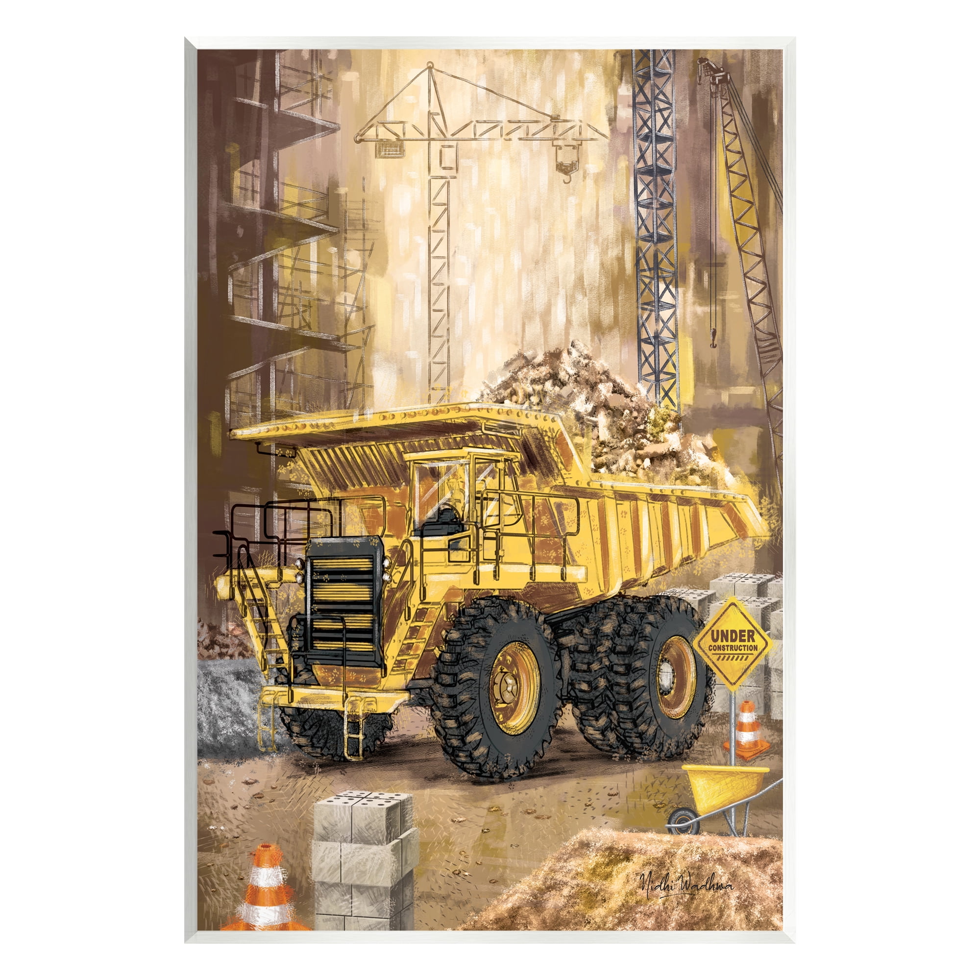 Stupell Industries Under Construction Site Transportation Painting Unframed Art Print Wall Art, 13 x 19