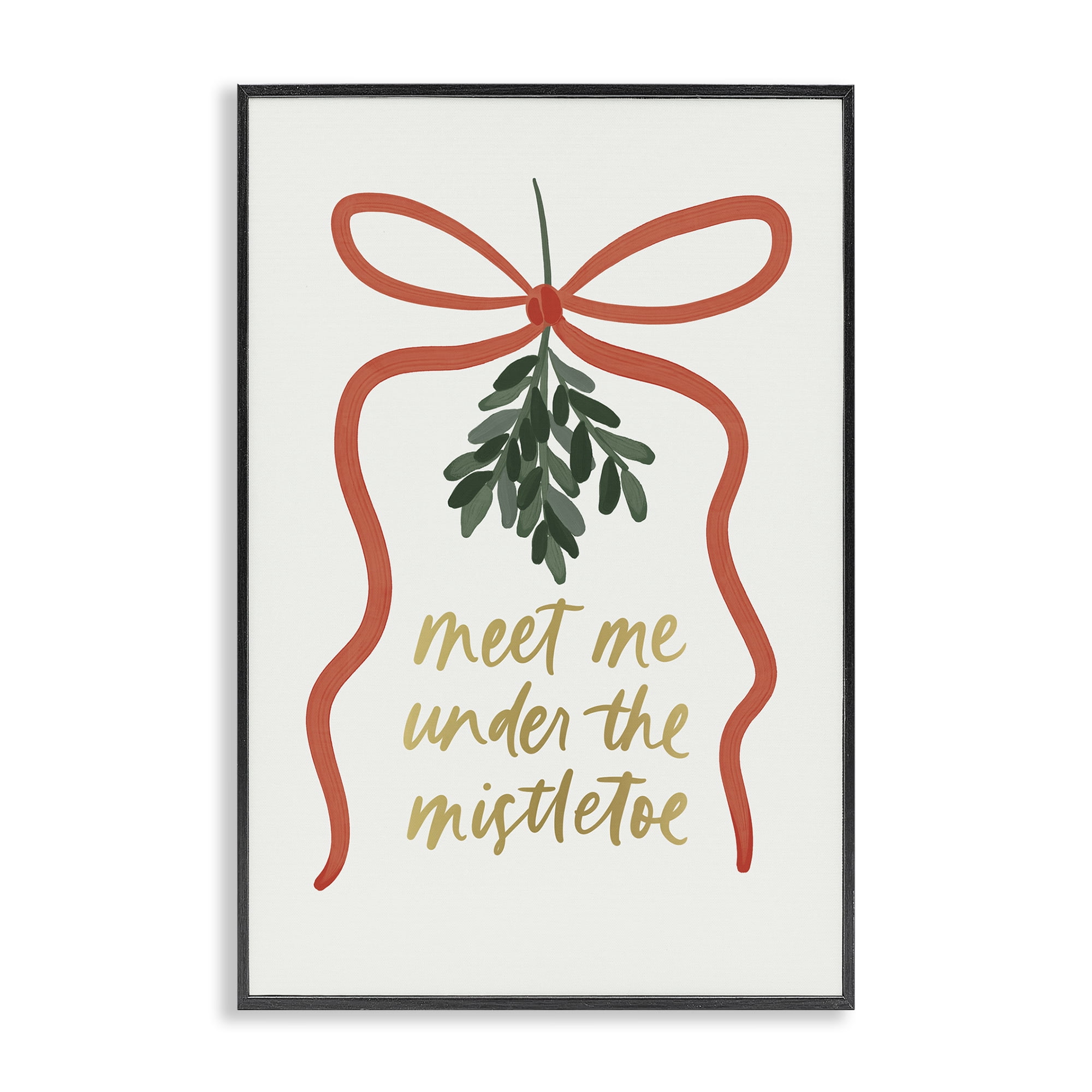 Stupell Industries Under Mistletoe Christmas Holiday Painting Black Framed Art Prints Wall Art, 12 x 18