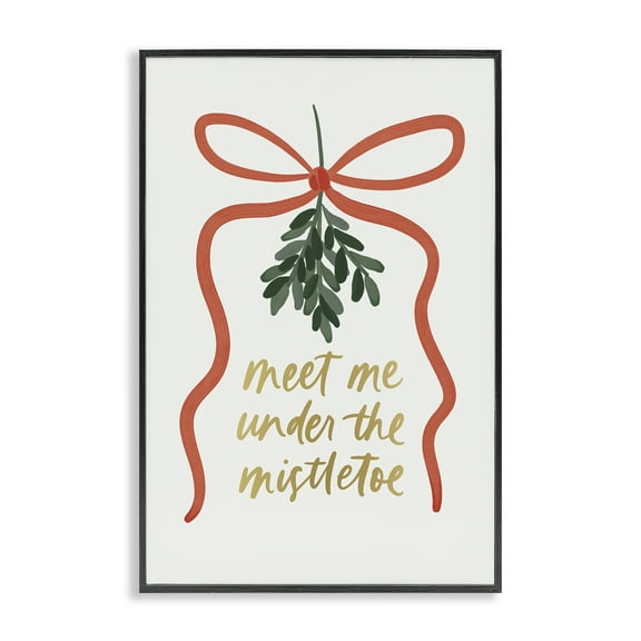Stupell Industries Under Mistletoe Christmas Holiday Painting Black Framed Art Prints Wall Art, 12 x 18