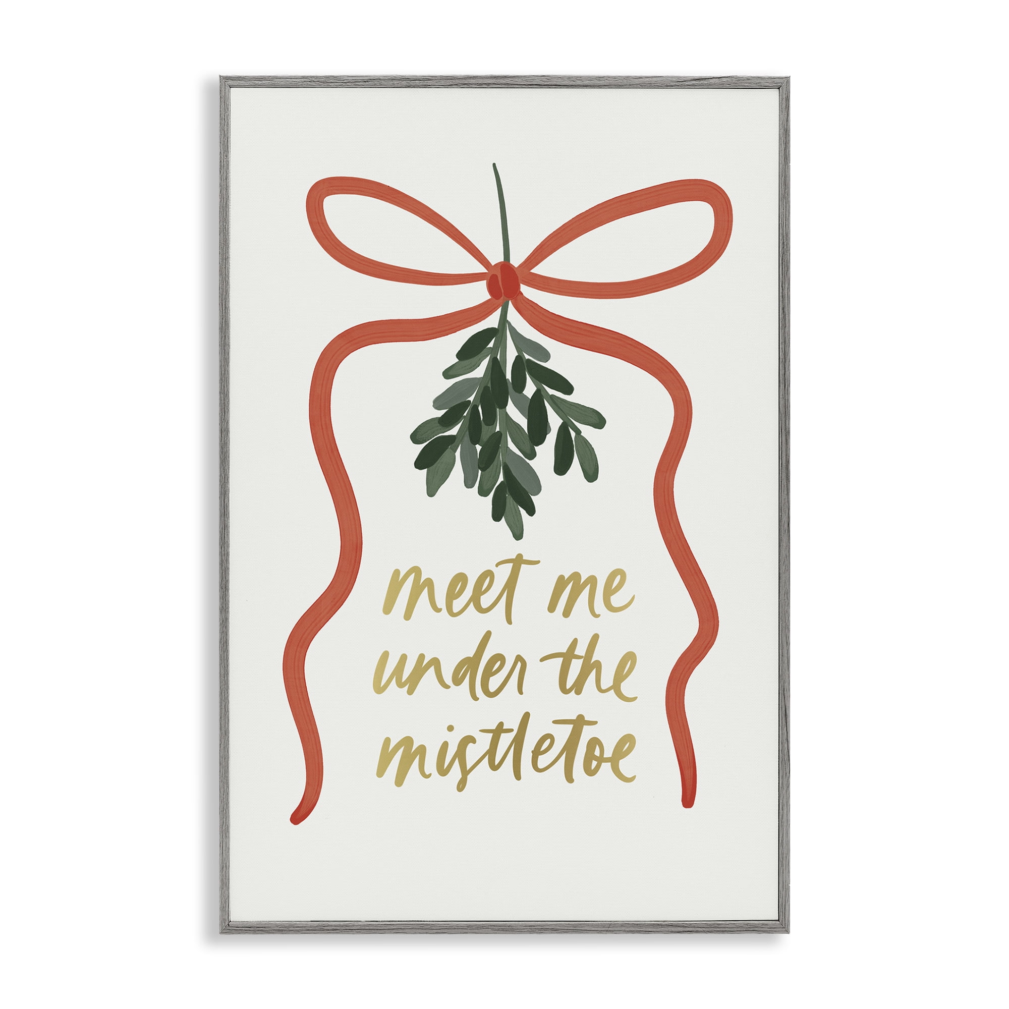 Stupell Industries Under Mistletoe Christmas Holiday Painting Gray Framed Art Prints Wall Art, 20 x 30
