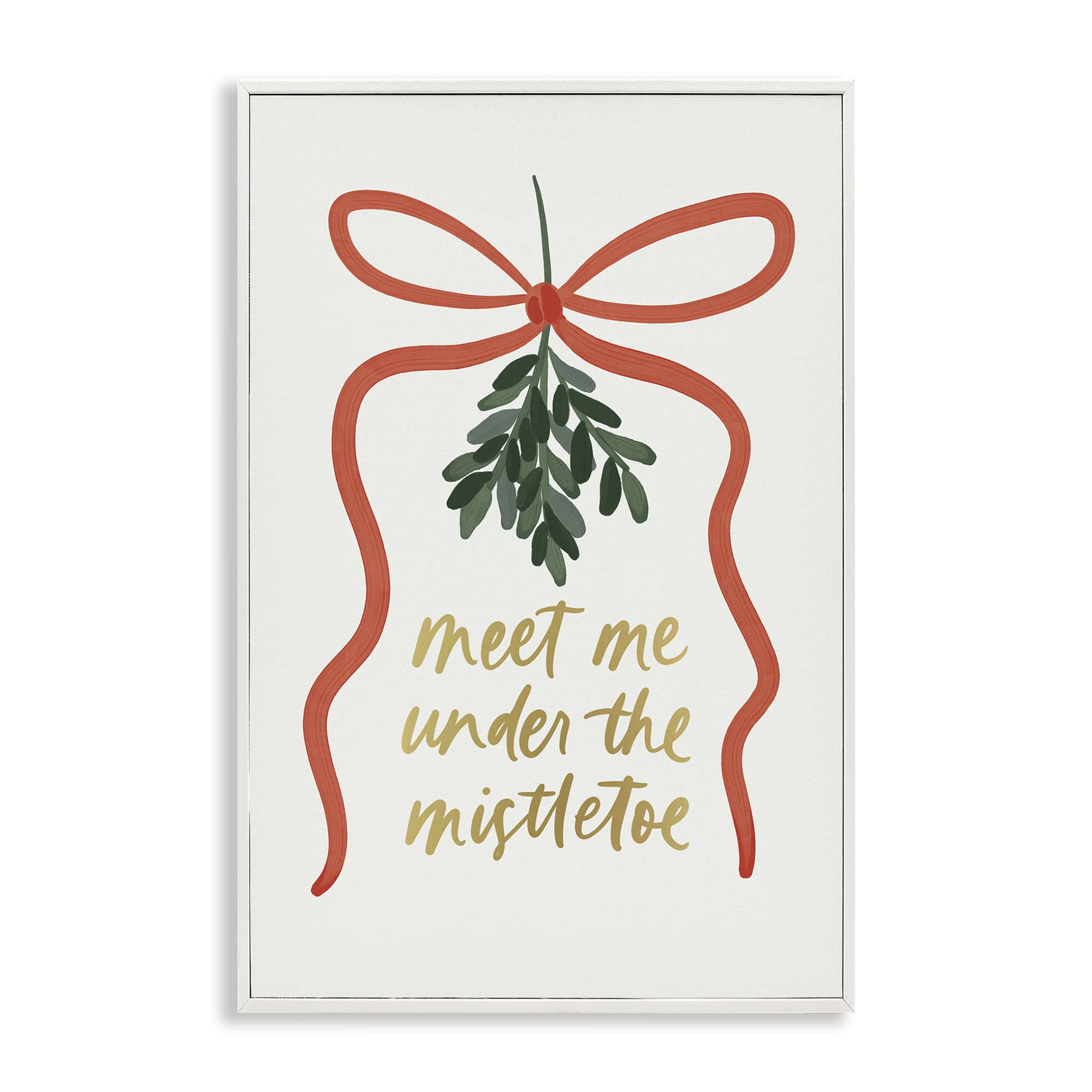Stupell Industries Under Mistletoe Christmas Holiday Painting White Framed Art Prints Wall Art, 12 x 18