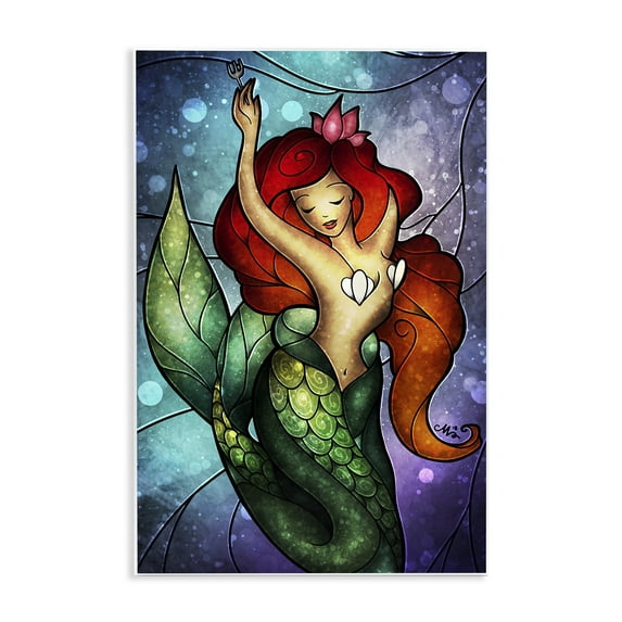 Stupell Industries Undersea Dreaming Mermaid Fantasy & Sci-Fi Painting Unframed Art Print Wall Art, 10 x 15