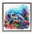 thumbnail image 1 of Stupell Industries Undersea Turtle & Coral Animals Painting Gray Floater Framed Canvas Art Print Wall Art, 18 x 18, 1 of 10