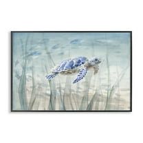 Stupell Industries Undersea Turtle Swim Animals Painting Black Framed Art Print Wall Art, 18 x 12
