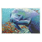 Stupell Industries Underwater Manatee Impressionist Painting Unframed Art Print Wall Art, Design by Carolee Vitaletti
