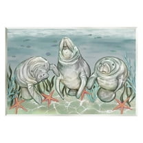 Stupell Industries Underwater Manatees & Starfish Animals & Insects Painting Unframed Art Print Wall Art, 15 x 10