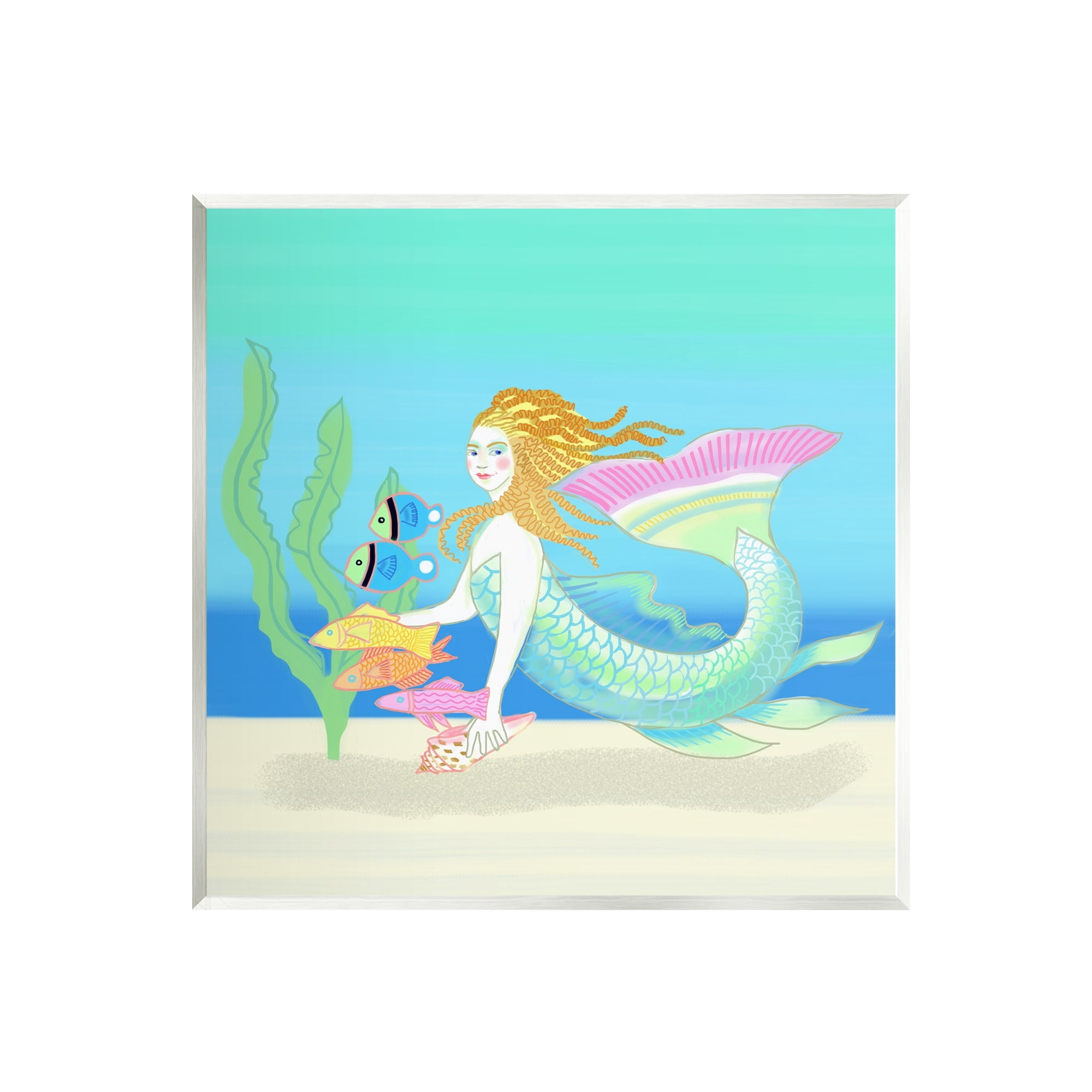 Stupell Industries Underwater Mermaid & Fish Swimming Ocean Seaweed Graphic Art Unframed Art Print Wall Art, Design by unknown