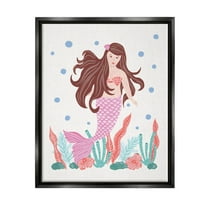 Stupell Industries Underwater Scene Mermaid Bubbles Graphic Art Jet Black Floating Framed Canvas Print Wall Art, Design by Aralma