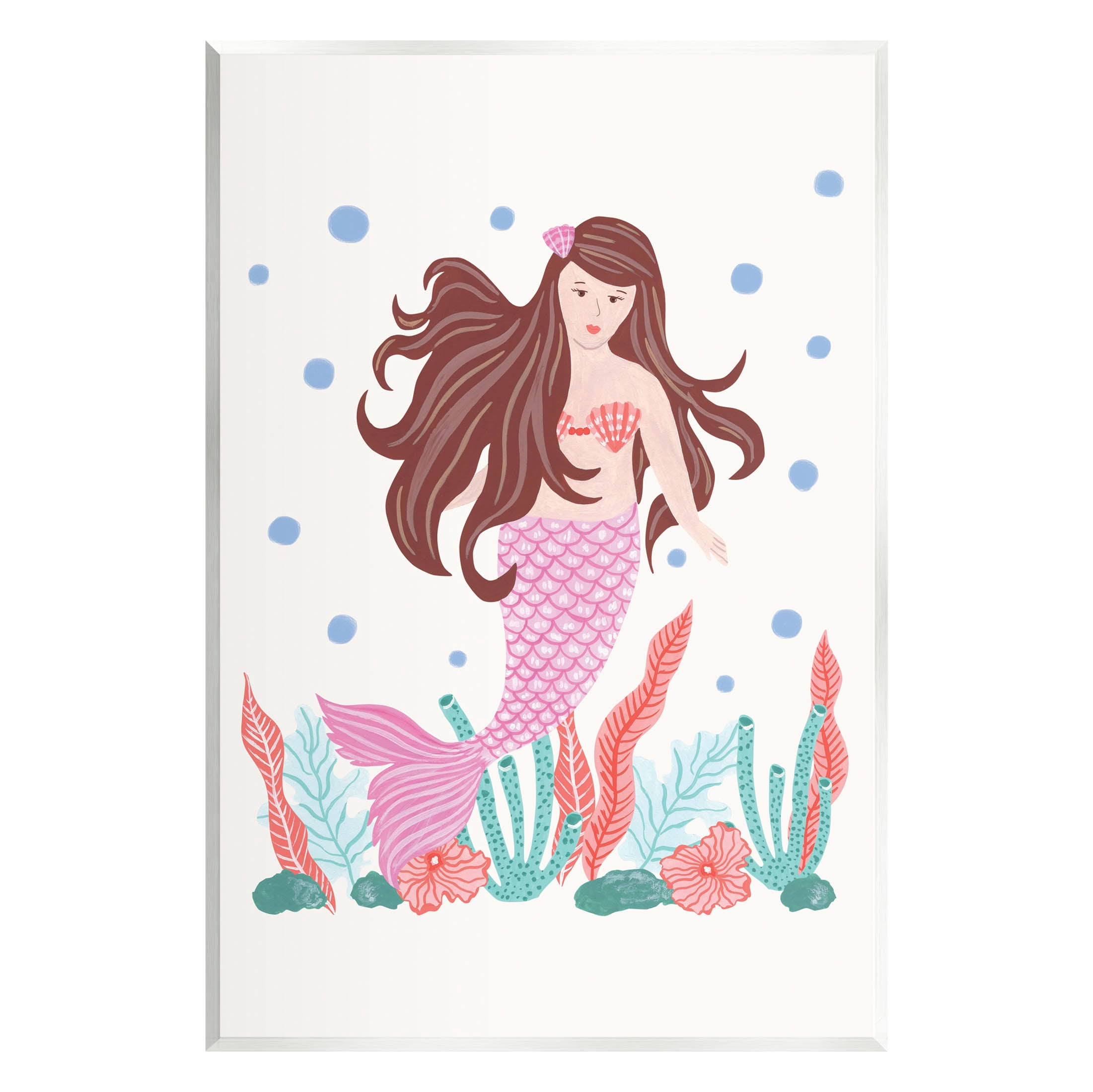 Stupell Industries Underwater Scene Mermaid Bubbles Graphic Art Unframed Art Print Wall Art, Design by Aralma