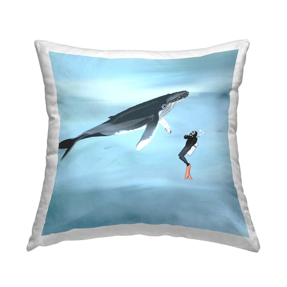 Stupell Industries Underwater Scuba Diver Whale Printed Throw Pillow Design by Ashley Singleton