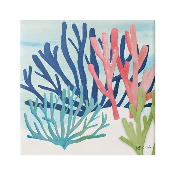 Stupell Industries Underwater Sea Life Blue Pink Ocean Coral Reef Canvas Wall Art, 17 x 17, Design by Katie Doucette
