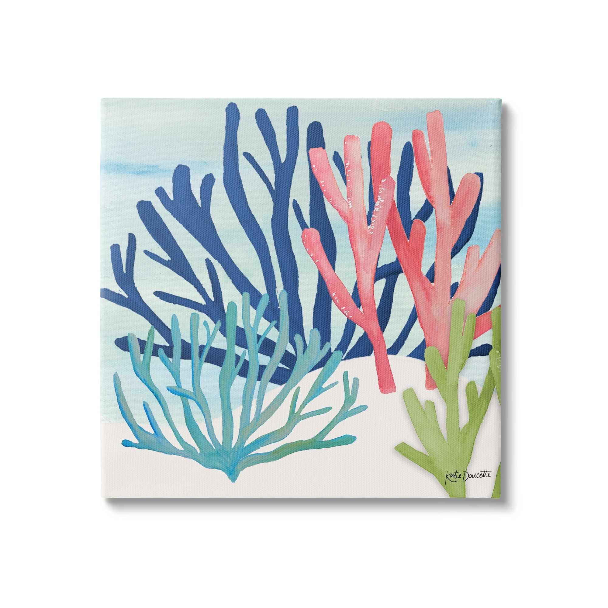 Stupell Industries Underwater Sea Life Blue Pink Ocean Coral Reef Canvas Wall Art, 30 x 30, Design by Katie Doucette