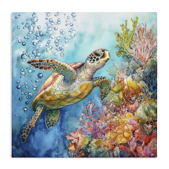 Stupell Industries Underwater Sea Turtle Bubbles Canvas Wall Art, design by Tina LeCour