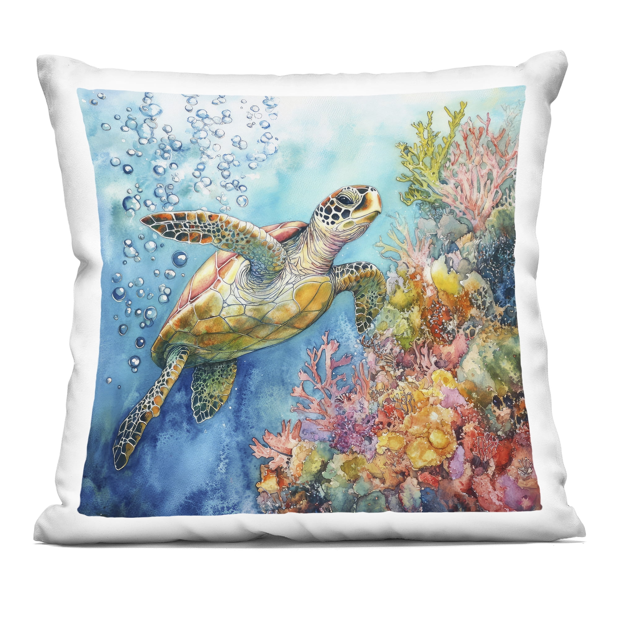 Stupell Industries Underwater Sea Turtle Bubbles Decorative Printed Throw Pillow, design by Tina LeCour