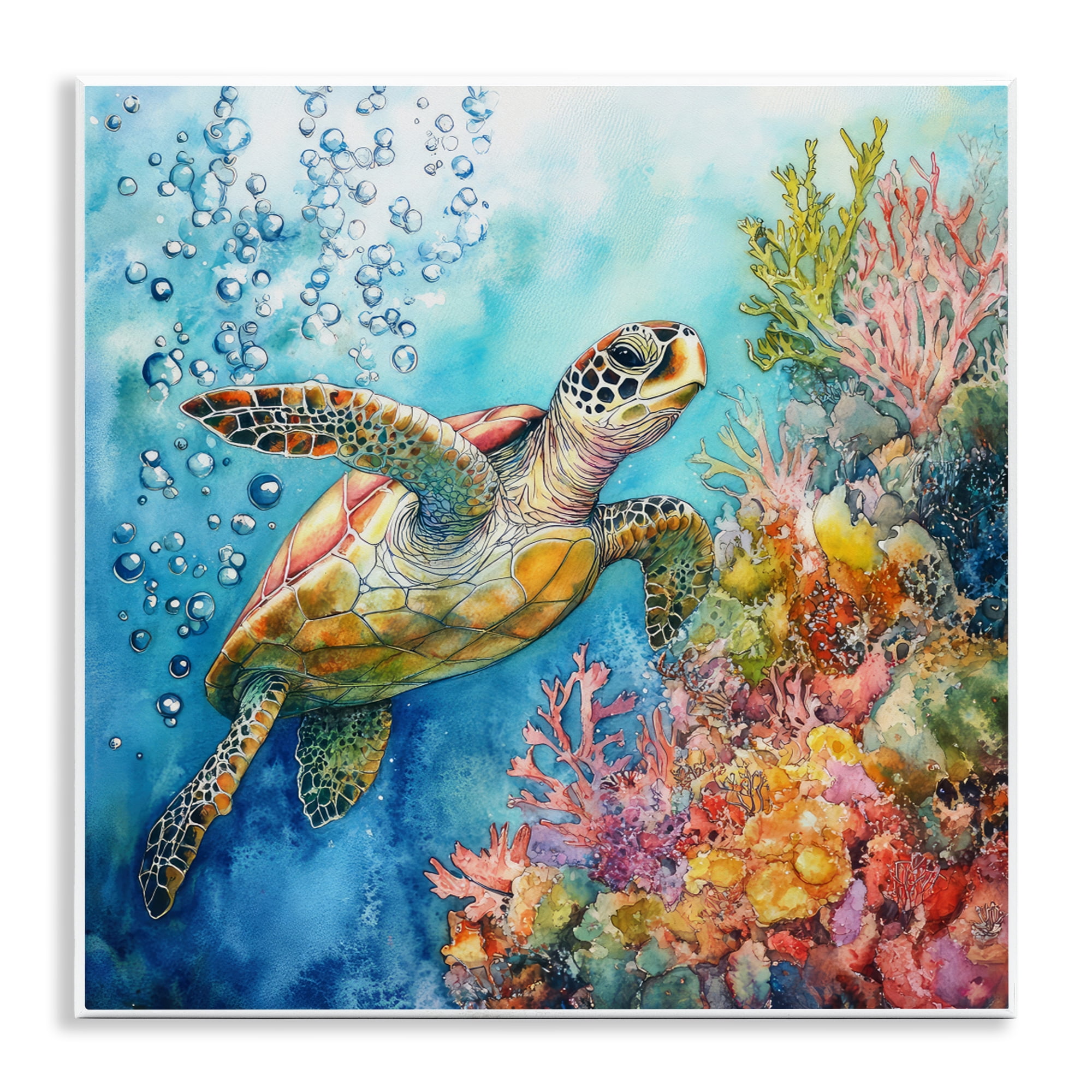 Stupell Industries Underwater Sea Turtle Bubbles Wall Plaque Art, design by Tina LeCour