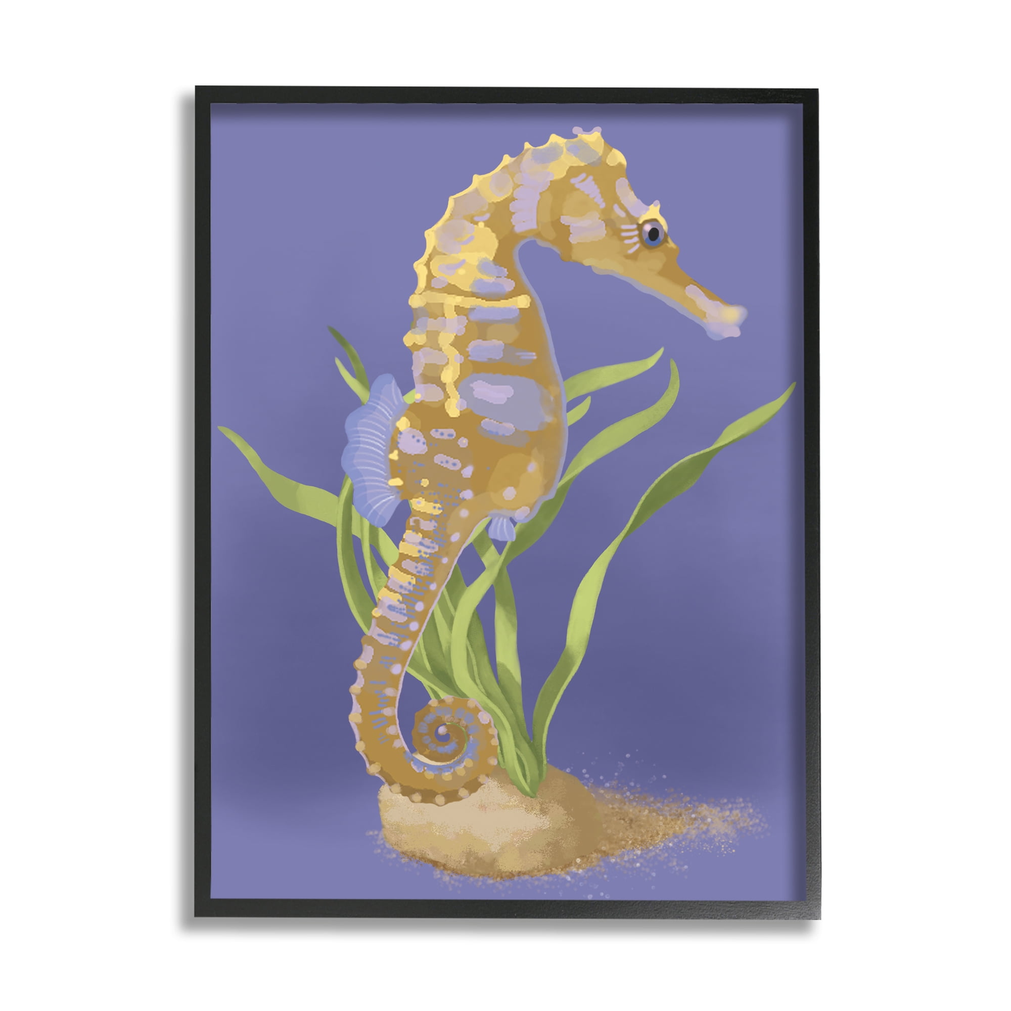 Stupell Industries Underwater Seahorse Green Kelp over Purple, 11 x 14, Designed by Sally Springer Griffith