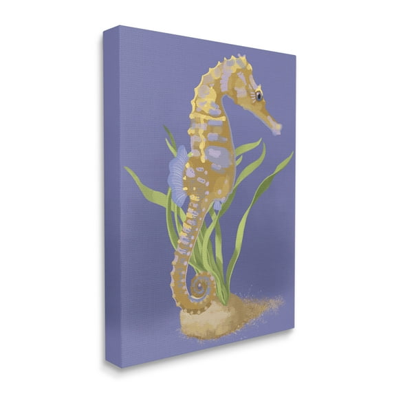 Stupell Industries Underwater Seahorse Green Kelp over Purple, 16 x 20, Designed by Sally Springer Griffith