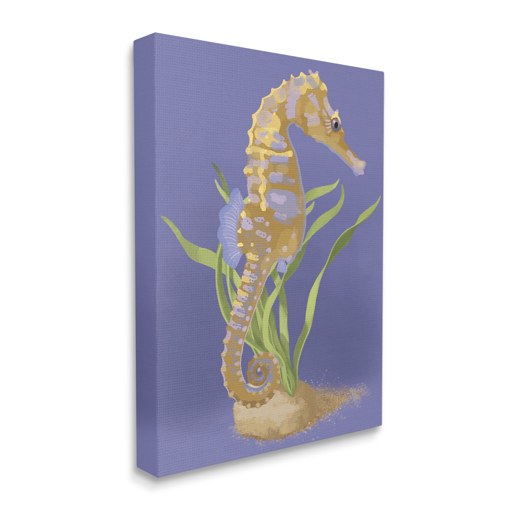 Stupell Industries Underwater Seahorse Green Kelp over Purple, 30 x 40, Designed by Sally Springer Griffith