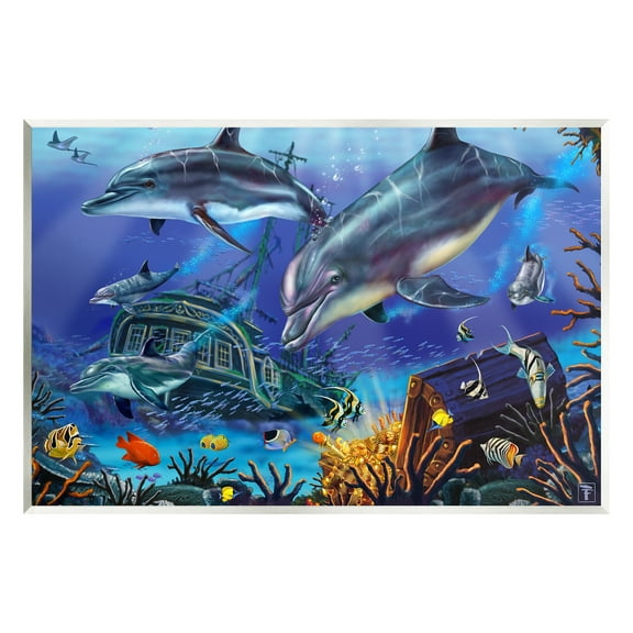 Stupell Industries Underwater Shipwreck & Treasure Coastal Painting Unframed Art Print Wall Art