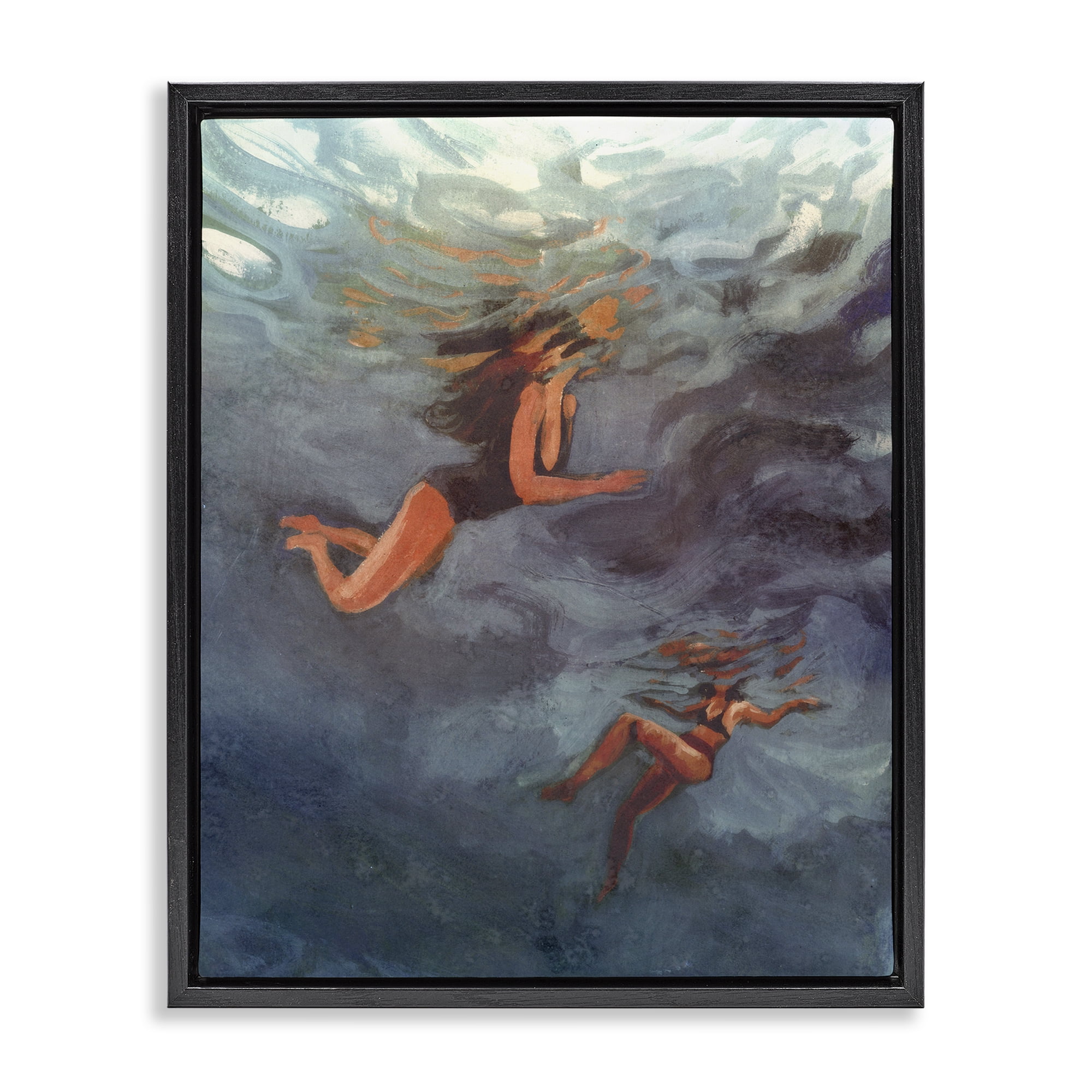 Stupell Industries Underwater Summer's Dance Black Framed Floater Canvas Wall Art, design by Victoria Barnes