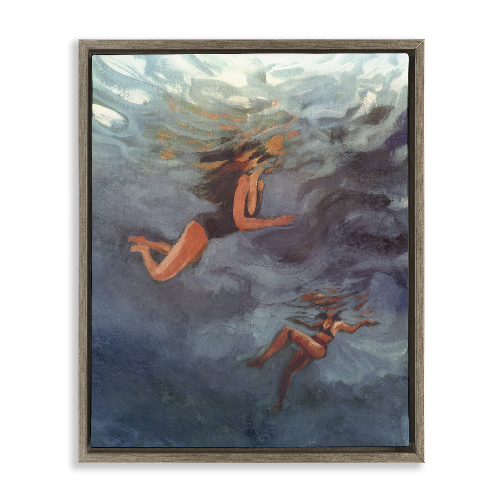 Stupell Industries Underwater Summer's Dance Brown Framed Floater Canvas Wall Art, design by Victoria Barnes