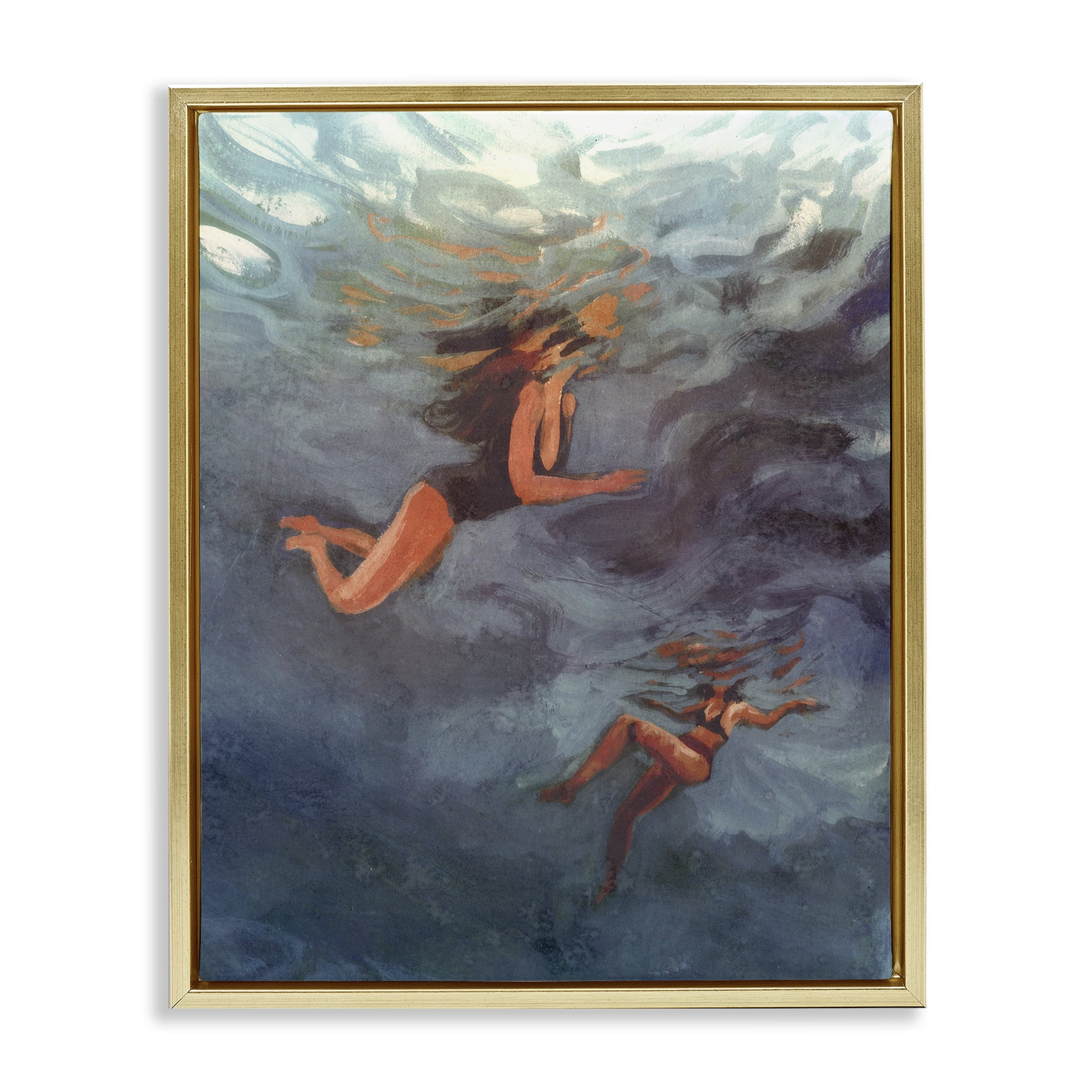 Stupell Industries Underwater Summer's Dance Gold Framed Floater Canvas Wall Art, design by Victoria Barnes