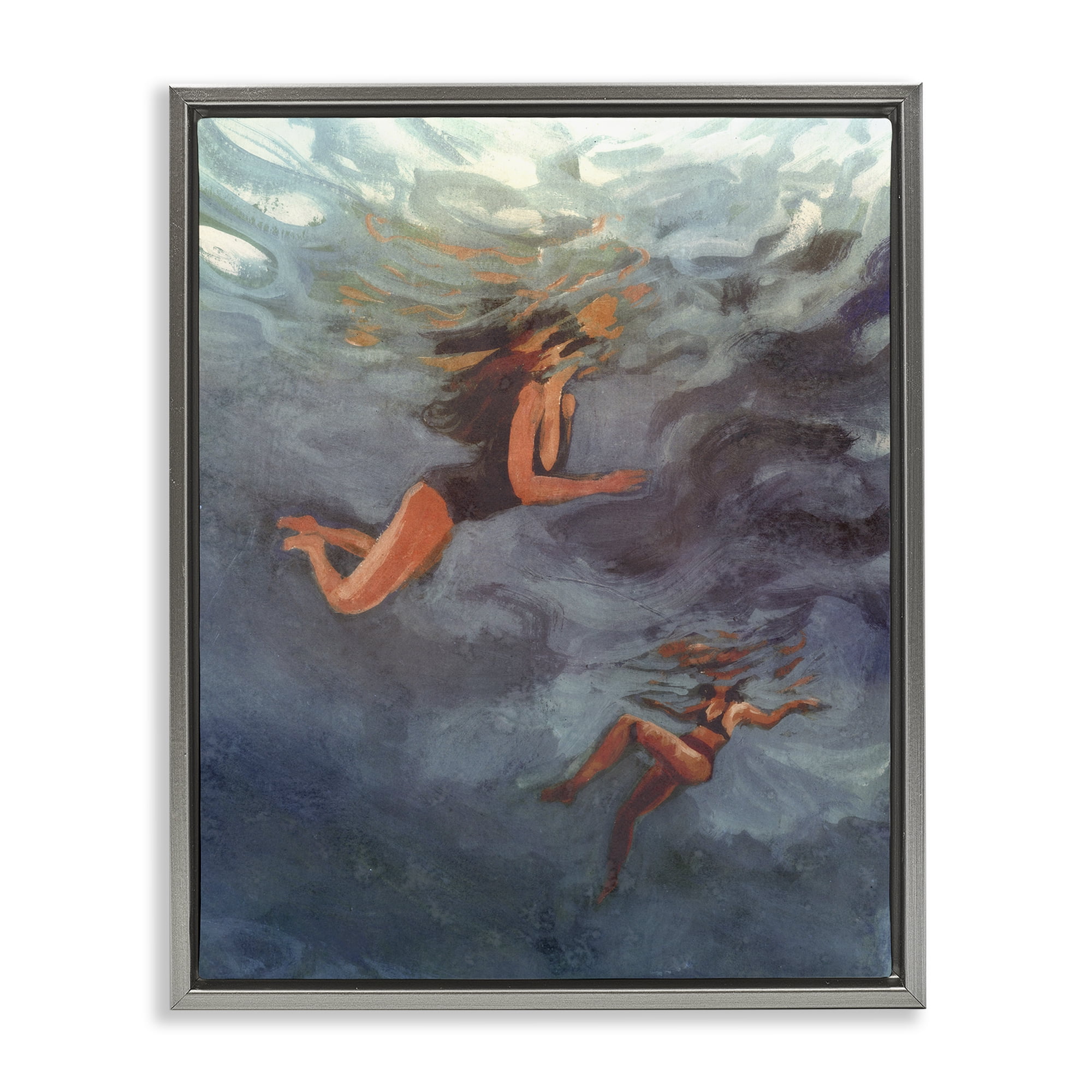 Stupell Industries Underwater Summer's Dance Gray Framed Floater Canvas Wall Art, design by Victoria Barnes