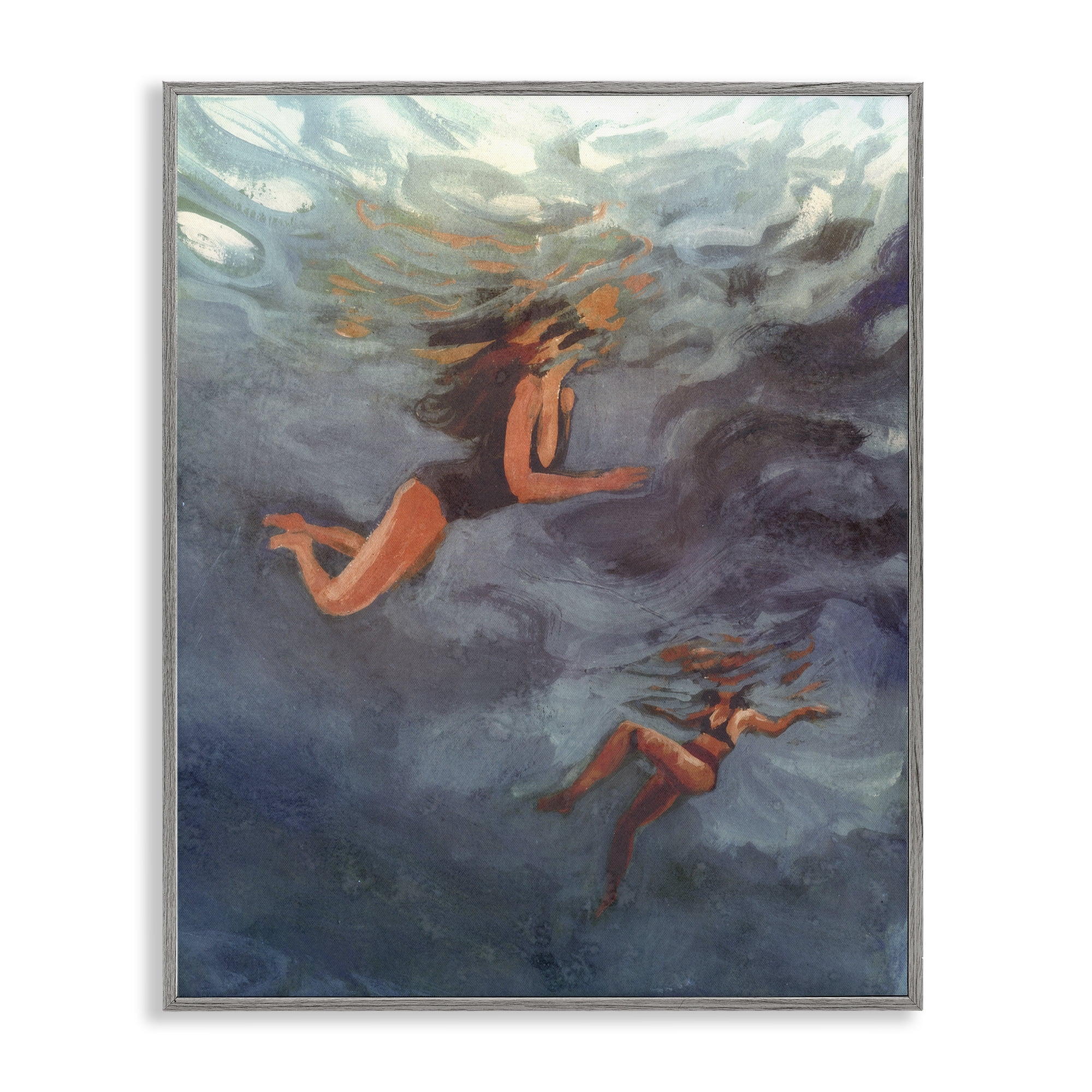 Stupell Industries Underwater Summer's Dance Gray Framed Giclee Art, design by Victoria Barnes