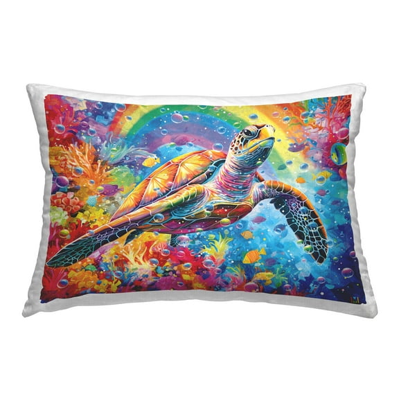 Stupell Industries Underwater Turtle & Rainbow Decorative Printed Throw Pillow Design by Michael David Ward