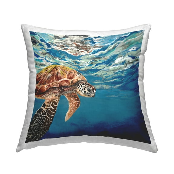 Stupell Industries Underwater Turtle Sea Waves Square Decorative Printed Throw Pillow, 18 x 18,