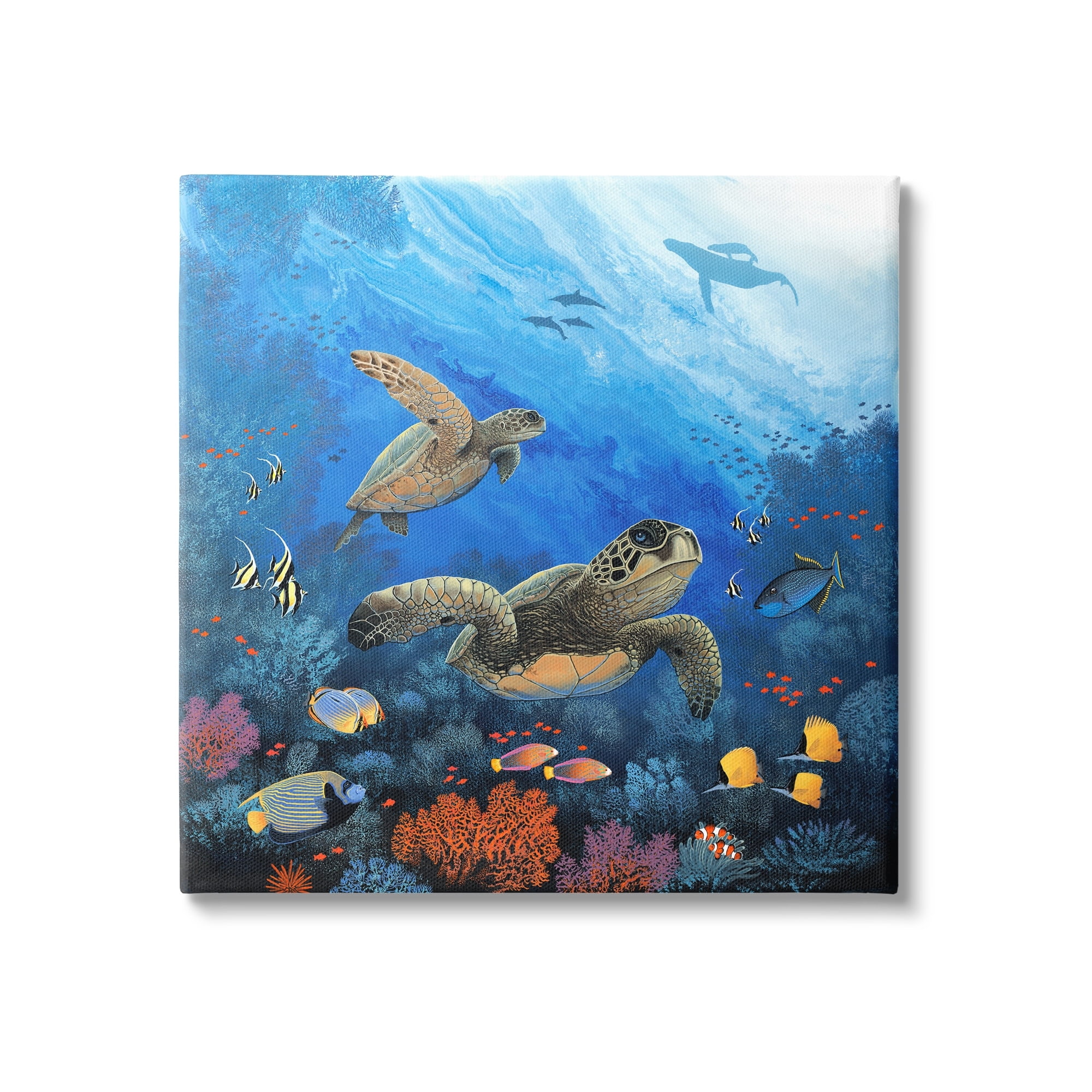 Stupell Industries Underwater Turtles & Fish Coastal Painting Gallery Wrapped Canvas Print Wall Art