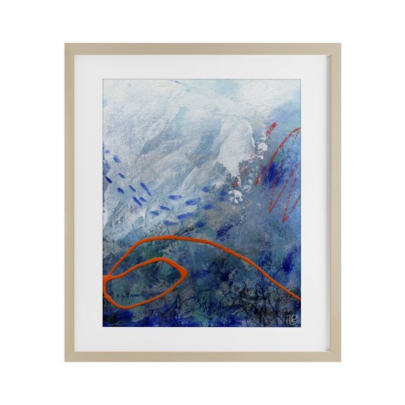 Stupell Industries Underwater World Abstraction Birch Framed Print Under Glass design by Laura Gibson, 21 x 17