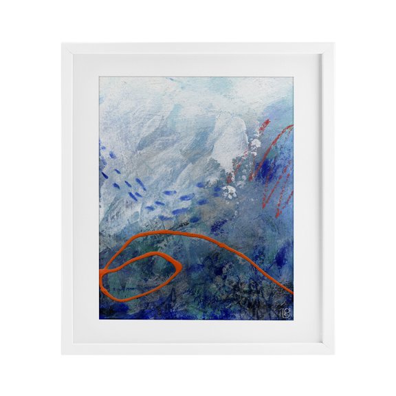 Stupell Industries Underwater World Abstraction White Framed Print Under Glass design by Laura Gibson, 16 x 13