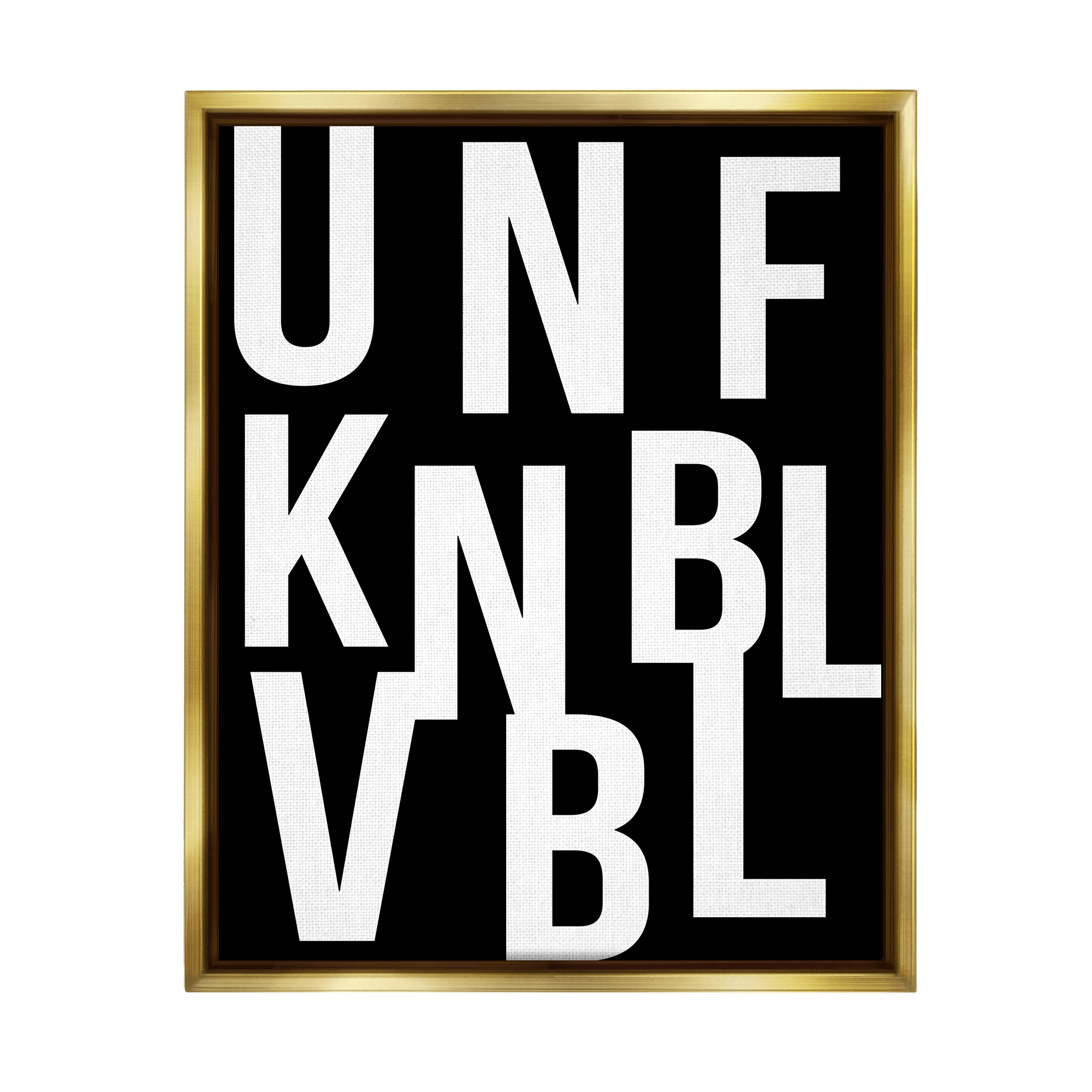 Stupell Industries Unfknblvbl Funny Acronym Inspirational Painting Gold Floater Framed Canvas Art Print Wall Art, 25 x 31