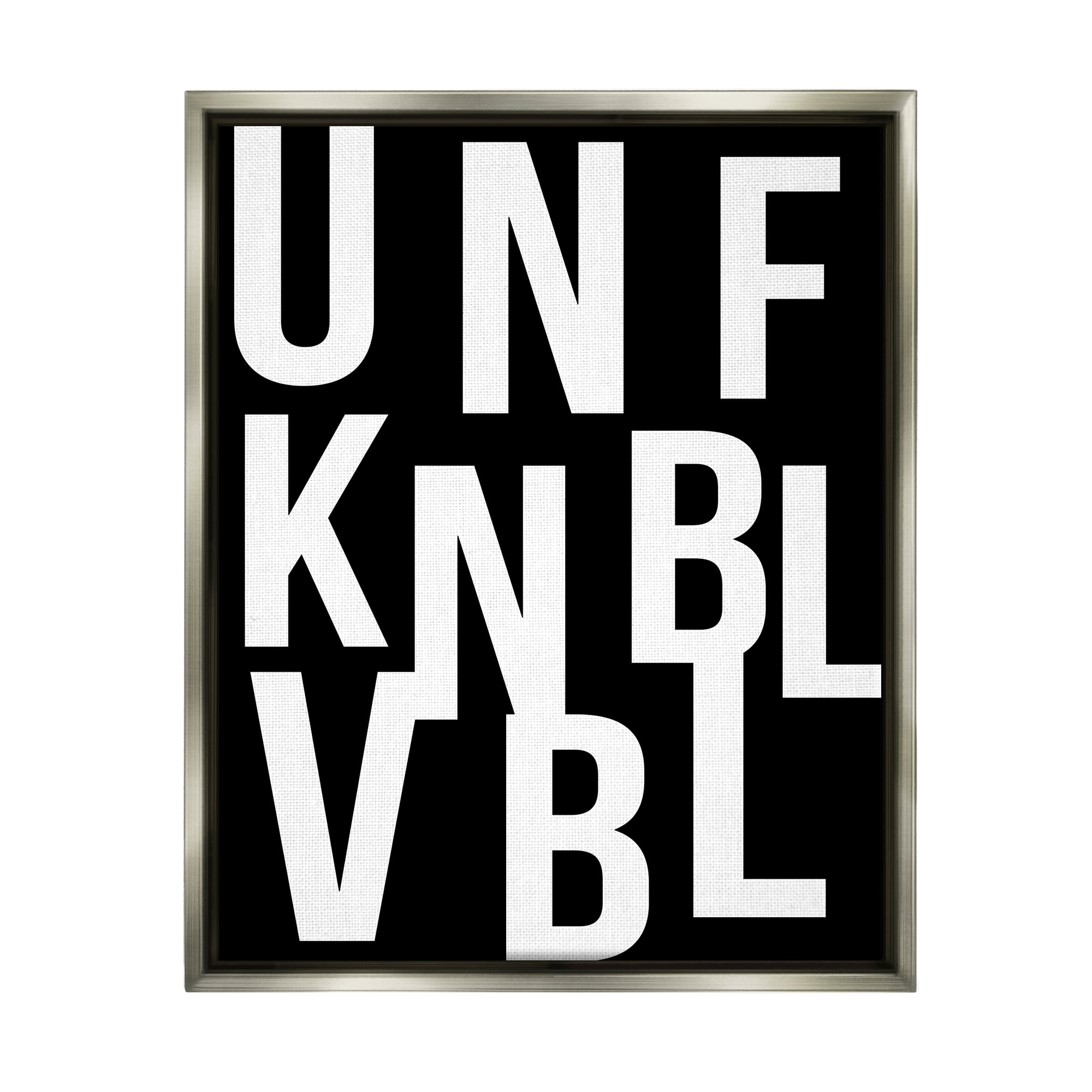 Stupell Industries Unfknblvbl Funny Acronym Inspirational Painting Gray Floater Framed Canvas Art Print Wall Art, 25 x 31