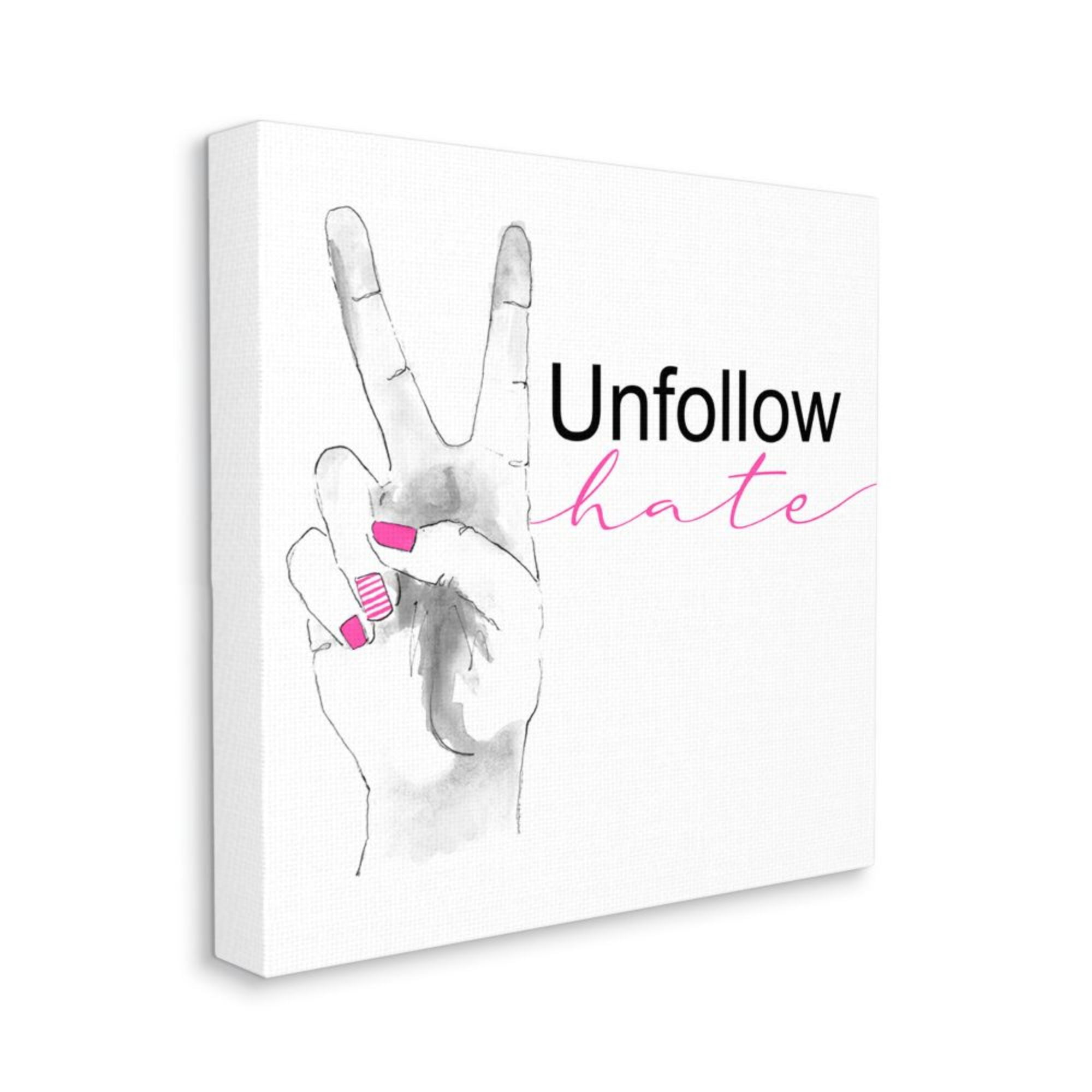 Stupell Industries Unfollow Hate Phrase Peace Hand Sign Design by Lanie Loreth, 36" x 36"